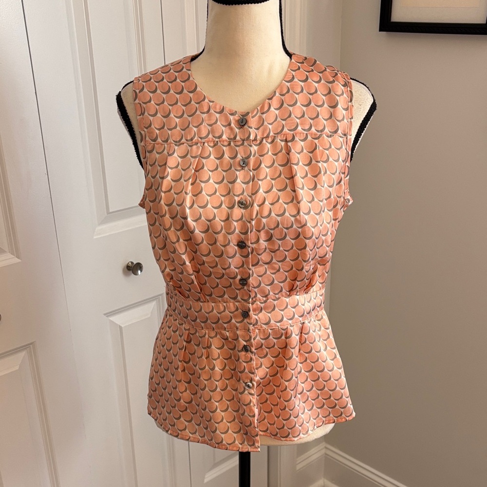 Banana Republic Peach Polka Dot Sleeveless Top